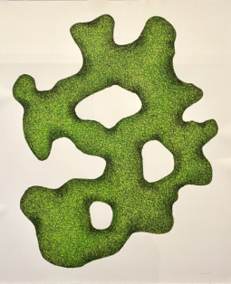 Schwerelos grün .2 - Zeichnung, Acryl / Reisskohle auf Bütten