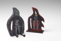 Der König und sein Narr, H 28 cm, Keramik, Raku, Alteisen
