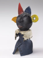 Harlekin, H 38 cm, Keramik, Raku